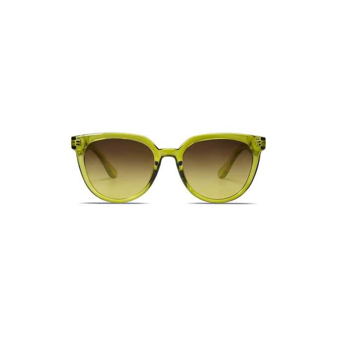 Oversized Square Sunglasses – Olive Green Frame, Gradient Brown Lenses