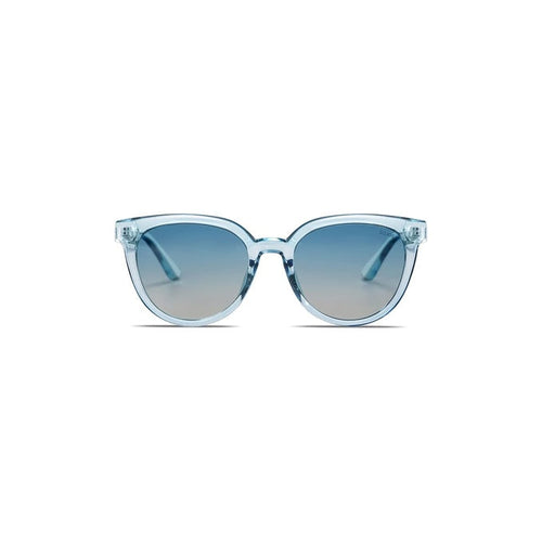 Crystal Blue frame sunglasses with blue gradient lenses